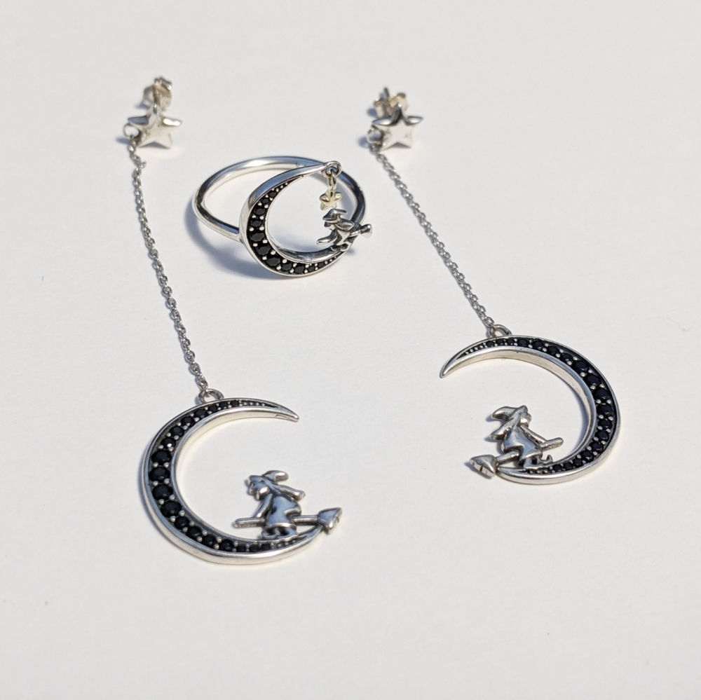 Witch moon set ring and earrings
